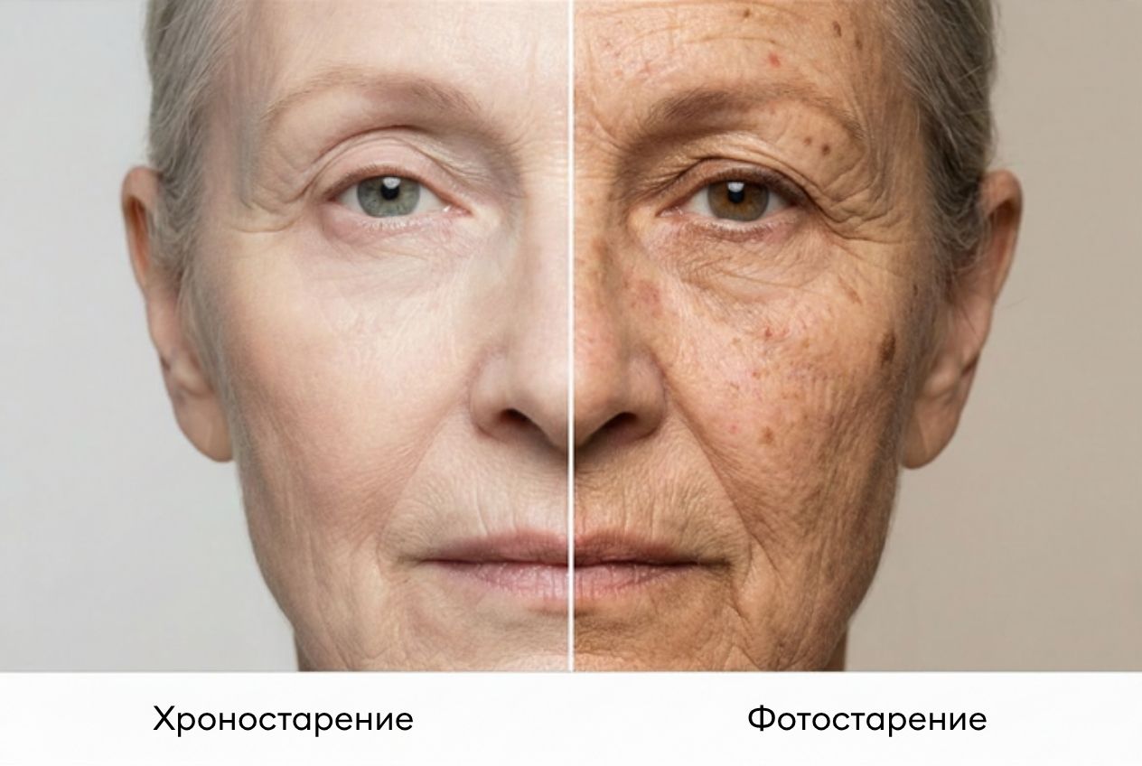 Отличие хроно- и фотостарения - иллюстрация